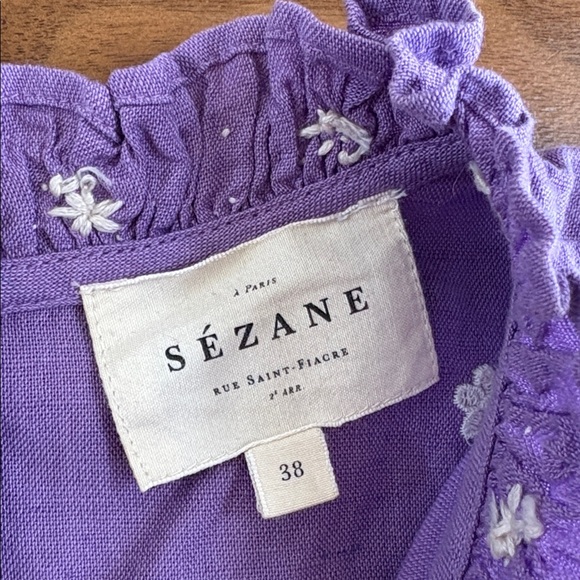 Sezane MILANO BLOUSE in Lavender Embroidered Size EU Fr 38 US 6 - Picture 9 of 12